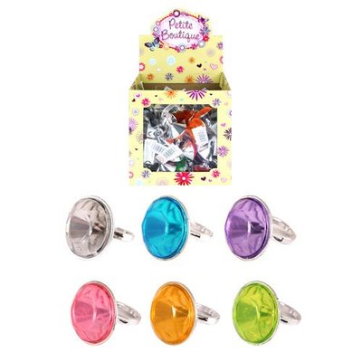 Henbrandt Uitdeelcadeautjes - Kinderringen - Model: Grote Diamanten in Traktatiebox (80 stuks)