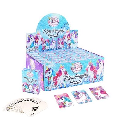 Henbrandt Uitdeelcadeautjes - Mini Speelkaarten - Model: Unicorn / Eenhoorn in Display (24 stuks)