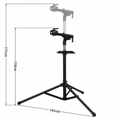 Songmics | PRO Fietsreparatie Montage / Standaard met Aluminium draagarm en grote gereedschapsbak | In Hoogte verstelbaar | Vele functies | Sterk | Duurzaam | Compact | Eenvoudig Draagbaar