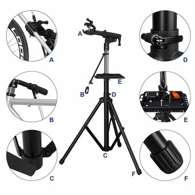 Songmics | PRO Fietsreparatie Montage / Standaard met Aluminium draagarm en grote gereedschapsbak | In Hoogte verstelbaar | Vele functies | Sterk | Duurzaam | Compact | Eenvoudig Draagbaar