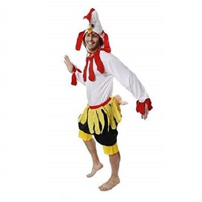 Henbrandt VOLWASSENEN 3-Delig Onesie Kip Kostuum met Staart | Grappig Kippen / Haan Pak | Vrijgezellen Feest | Carnavalskleding | Verkleedkleding / Feest | Man / Vrouw | One Size Fitts All