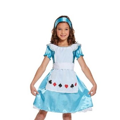 Henbrandt KINDEREN MEISJES  3-Delig Schattig Alice in wonder land Jurkje | Bestaande uit: Een Blauw Jurkje, Alice in wonderland schort en Blauwe Bandana| Carnavalskleding | Verkleedkleding / Feest Kostuum ALICE | Maat: Small: 4-6 Jaar