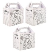 Henbrandt 24 STUKS | Uitdeeldoosjes voor kinderfeestje, Model: PRINCESS om ZELF in te kleuren | Traktatie Box | Menubox | Lunchbox | Meisjes | Afm. 18x14x9.5 Cm. | (24 stuks)