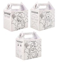 Henbrandt 24 STUKS | Uitdeeldoosjes voor kinderfeestje, Model: PRINCESS om ZELF in te kleuren | Traktatie Box | Menubox | Lunchbox | Meisjes | Afm. 18x14x9.5 Cm. | (24 stuks)