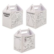 Henbrandt 24 STUKS | Uitdeeldoosjes voor kinderfeestje, Model: HAPPY BIRTHDAY om ZELF in te kleuren | Traktatie Box | Menubox | Lunchbox | Jongens & Meisjes | Afm. 18x14x9.5 Cm. | (24 stuks)