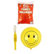 Henbrandt 50 STUKS | Smiley Bounce Ballonnen | Traktatie / Uitdeelcadeautjes | Jongens & Meisjes | Kleur: Geel |  (50 stuks)