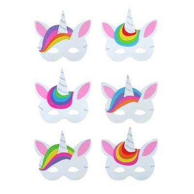Huismerk 24 STUKS | Mix Unicorn / Eenhoorn Maskers van Foam | Traktatie / Uitdeelcadeautjes | Mix kleuren Unicorn Maskers | Jongens & Meisjes  (24 stuks)