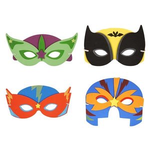 Huismerk 24 STUKS | Mix Superhelden Maskers van Foam | Traktatie / Uitdeelcadeautjes | Mix Kleuren Superhelden Feest Maskers | Jongens  (24 stuks)