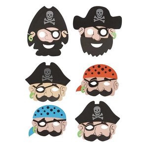 Henbrandt 24 STUKS | Mix Jongens Piraten Maskers van Foam | Traktatie / Uitdeelcadeautjes | Mix soorten Piraat Maskers | Piraten Feest | Jongens  (24 stuks)