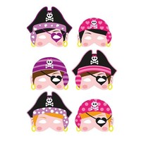 Henbrandt 24 STUKS | Mix Meisjes Piraten Maskers van Foam | Traktatie / Uitdeelcadeautjes | Mix soorten Piraat Maskers | Piraten Feest | Meisjes  (24 stuks)