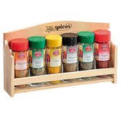 Kesper FSC Grenen Houten Kruiden Wandrek, voor het opbergen van 6 Kruiden | Kruidenrek | Spice Rack | Kruiden Organizer | Specerijen opbergen | Afm. 28 x 6 x 17.5 Cm.