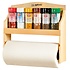 Kesper FSC Grenen Houten 2-in-1 Muur Keukenrolhouder en Kruidenrek | Keuken wand montage | Keuken Rol houder & Kruiden Organizer voor 6 Kruiden potjes | Keuken Rol en specerijen Opbergen | Afm. 28.5 x 7 x 25 Cm.