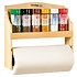 Kesper FSC Grenen Houten 2-in-1 Muur Keukenrolhouder en Kruidenrek | Keuken wand montage | Keuken Rol houder & Kruiden Organizer voor 6 Kruiden potjes | Keuken Rol en specerijen Opbergen | Afm. 28.5 x 7 x 25 Cm.
