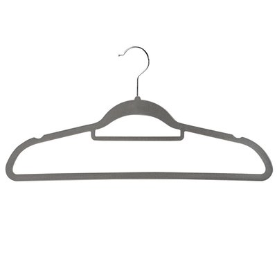 Kesper 6 STUKS Klerenhangers | Gemaakt van plastic met Broekspijp houder, 45 cm breed | Met Antislip | Broeklat | Kunststof klerenhanger | Kleur: GRIJS | PAK VAN 6 STUKS