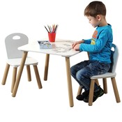 Kesper Mdf Kindertafel SET met 2 Stoelen | FSC Goedgekeurde Zitgroep | Houten Tafel, Inclusief 2x kinderstoel | Afm: Tafel 55 x 45 x 55 Cm. | Afm: Stoel 27 x 53 x 27 Cm. | 3 - Delige SET | Kleur: WIT