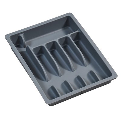Kesper Uitschuifbare bestekbak van Plastic | 6 Vaks -> Uitschuifbaar naar 8 Vaks | Bestek Opbergen in La | Verstelbare Bestekbak | 29-50 x 38 x 6,3 Cm. | Kleur: GRIJS