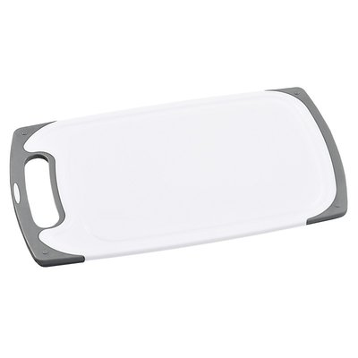 Kesper Kunstof Snijplank  met Anti slip functie | Vaatwasmachinebestendig | Snij plank met handvat | Afm. 31,5 x 20 x 1 cm | Kleur: Wit / Grijs
