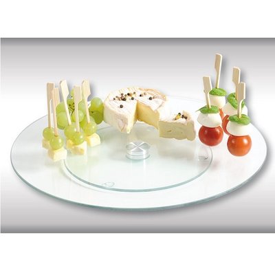 Kesper Glazen Draaiplaat / Draaiplateau | Diameter 32 Cm. | Roterende / Draaibare Plaat | Draaiende plank voor Kaas, Taart of andere Hapjes | Afm. 32 x 32 x 3 Cm.