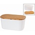 Kesper Melamine Broodtrommel met Bamboe Snijplank | Brood Bewaar doos met hoge kwaliteit Bamboe snij plank | Met Bamboe Deksel, te gebruiken als brood snijplank | Afm. 37 x 21 x 18,2 Cm. | Kleur Brood trommel: WIT