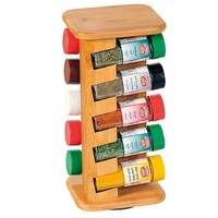 Kesper Draaibaar FSC® Bamboe Houten Kruidenrek voor 10 potjes | 360 Graden draaibaar Spice rack |  Kruiden organiser | Kruiden specerijen | Kruidenhouder | Kruidenrekje voor Kruiden potjes | Kruiden Opberg Carrousel | Afm. 31,5 x 15 x 13 Cm.