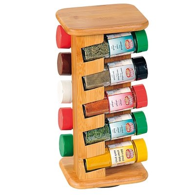 Kesper Draaibaar FSC® Bamboe Houten Kruidenrek voor 10 potjes | 360 Graden draaibaar Spice rack |  Kruiden organiser | Kruiden specerijen | Kruidenhouder | Kruidenrekje voor Kruiden potjes | Kruiden Opberg Carrousel | Afm. 31,5 x 15 x 13 Cm.