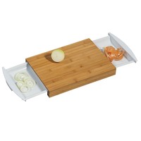 Kesper 2-1 FSC® Bamboe Snijplank met 2 uitschuifbare opvang bakken | 2 Opvangbakken voor Groente of fruit | Keuken snijplank Rechthoekig | Snij Plank met opvangbak |  Afm. 41 x 25 x 4 cm