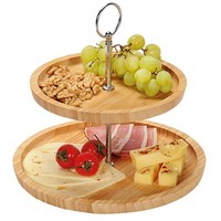 Kesper FSC® Houten Etagère Bamboe | 2 Laags Etagere |  Serveerschaal | Fruitschaal | Bon Bon Schaal | Afm. 25 x 25 x 24 Cm. | Kleur: Bamboe