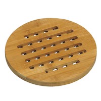 Kesper Luxe FSC® Houten Bamboe Pannenhouder / Pannen Onderzetter | Panonderzetter Rond | Hittebestendige Pannen Onderzetters | Afm. 19 x 19 x 1,4 Cm. | Kleur: Bamboe