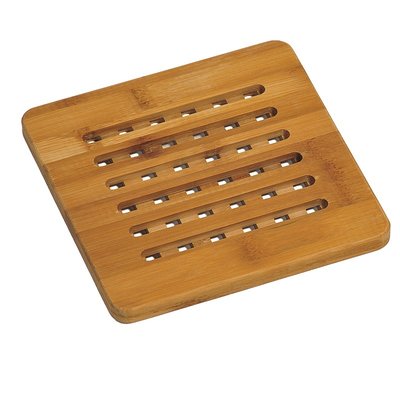 Kesper Luxe FSC® Houten Bamboe Pannenhouder / Pannen Onderzetter | Panonderzetter Vierkant | Hittebestendige Pannen Onderzetters | Afm. 19 x 19 x 1,4 Cm. | Kleur: Bamboe