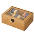 Kesper FSC® Bamboe Theedoos met 6 Vakken | Theekist Bamboe hout | Met deksel en venster | Thee Doos / Thea Box |  Afm. 21,7 x 16 x 9 Cm.