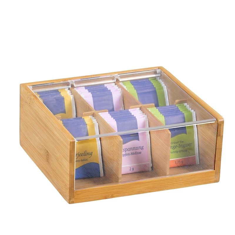 Bamboe theedoos met perspex venster | 6 vaks sachets | Dilmah – Dilmah Europe