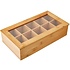 Kesper FSC® Bamboe Theedoos met 10 Vakken | Theekist Bamboe hout | Met deksel en venster | Thee Doos / Thea Box |  Afm. 36 x 20 x 9 Cm.