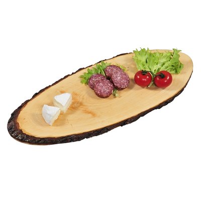 Kesper Serveerplank Boom Schors, Materiaal: Elzenhout | Voor Tapas, Kaas enz. | Serveer plank / Kaasplank / Tapas plank | Afm. 50-59 x 20 x 1,8 cm.