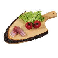 Kesper Serveerplank met Handvat Boom Schors, Materiaal: Elzenhout | Voor Tapas, Kaas enz. | Serveer plank / Kaasplank / Tapas plank | Afm. 30-35 x 18 x 2 cm.