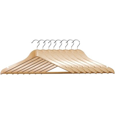 Kesper 8 STUKS Luxe FSC® houten kledinghangers | Stevige klerenhangers met antislip-broekstang | Klerenhanger | Kleerhanger | broekenstang | 44,5 Cm. Breed | PAK van 8 Stuks