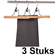 Kesper 3 STUKS Luxe FSC® houten Broekhangers / Rokhangers Stevige klerenhangers met klem | Klerenhanger | Kleerhanger | Broekenstang | Broek klem | Rok Klem | 25 Cm. Breed | PAK van 3 Stuks