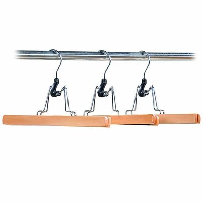 Kesper 3 STUKS Luxe FSC® houten Broekhangers / Rokhangers Stevige klerenhangers met klem | Klerenhanger | Kleerhanger | Broekenstang | Broek klem | Rok Klem | 25 Cm. Breed | PAK van 3 Stuks