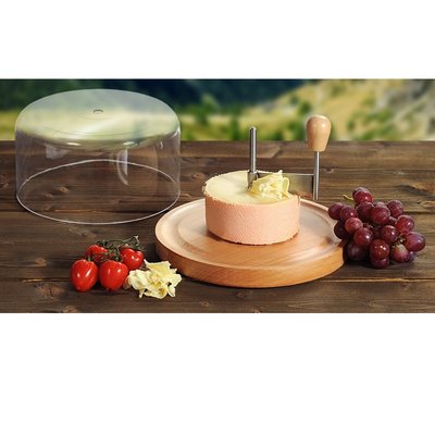 Kesper FSC® Bamboe Kaasschaaf met deksel | Cheese Slicer | Kaaskruller met Stolp | Kaas schaaf | Afm.  21 x 21 x 11 Cm.
