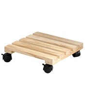 Kesper FSC® Houten VIERKANTE Plantentrolley | Plantenonderzetter van hout | Planten Trolley Vierkant | Bloempot houder op wielen | Plantroller met 4 zwenkwielen | Afm. 30 x 30 x 8 Cm.