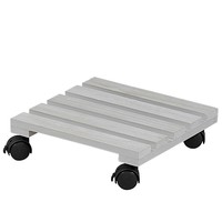Kesper FSC® Houten VIERKANTE LICHT GRIJZE Plantentrolley | Plantenonderzetter van hout | Planten Trolley Vierkant | Bloempot houder op wielen | Plantroller met 4 zwenkwielen | Afm. 30 x 30 x 8 Cm. | Kleur: Licht Grijs