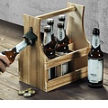 Kesper FSC® Houten Bierkrat met Bierflessen opener | Bier Flessenhouder voor 6 flessen met opener | Bier butler | Bierkrat Flessen Drager | Bier Krat | Afm. 25 x 16,8 x 32 Cm.