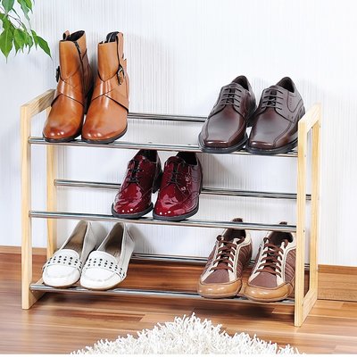 Kesper UITSCHUIFBAAR Schoenenrek met 3 niveaus voor 18 paar schoenen | Uitschuifbaar van: 63 tm 115 Cm. | Verstelbaar Schoenen Rek | Schoenenkast Past in elke Ruimte | Opbergsysteem Voor 18 Paar Schoenen | Afm. 63-115 x 22 x 46 Cm.