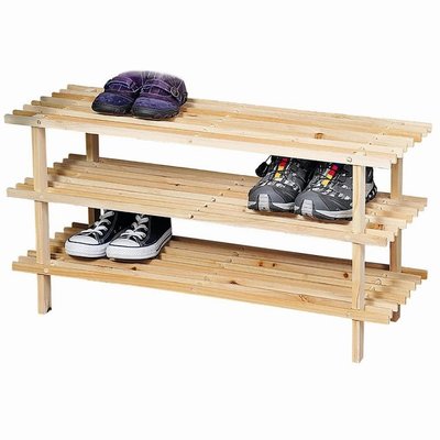 Kesper FSC® Dennenhouten Schoenenrek, 3 Verdiepingen voor 9 Paar Schoenen | Schoenenkast | Schoenen Rek | Afm. 77 x 40 x 26 Cm. | Kleur: natuurlijk Dennenbruin