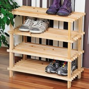 Kesper FSC® Dennenhouten Schoenenrek - 4 Verdiepingen - 8 Paar Schoenen - Schoenenkast - Schoenen Rek - Afm. 54 x 26 x 52 Cm