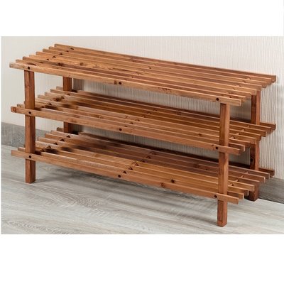 Kesper FSC® Dennenhouten Schoenenrek, 3 Verdiepingen voor 9 Paar Schoenen | Schoenenkast | Schoenen Rek | Afm. 77 x 40 x 26 Cm. | Kleur: Donker Dennenbruin