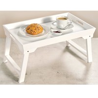 Kesper FSC® MDF Elegante inklapbare bedtafel met dienblad | Houten Bed tafel | Witte tafel | beddienblad | Ontbijt dienblad | Ontbijt op Bed | Afm. 52 x 32 x 27 Cm. | Kleur: WIT