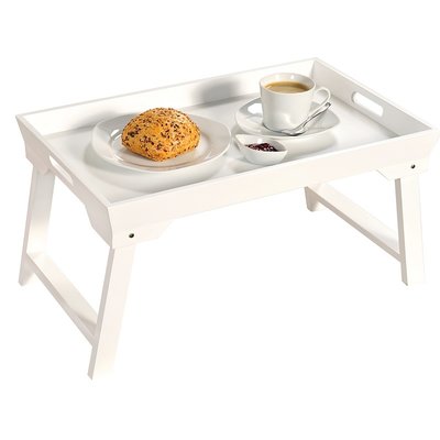 Kesper FSC® MDF Elegante inklapbare bedtafel met dienblad | Houten Bed tafel | Witte tafel | beddienblad | Ontbijt dienblad | Ontbijt op Bed | Afm. 52 x 32 x 27 Cm. | Kleur: WIT