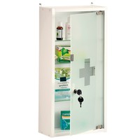 Kesper FSC® Medicijnkastje met Slot | Medicijnkastje met Sleutel slot en Magneet Slot  | Medicijn kastje | Afm. 28 x 57 x 12 Cm. | Kleur: WIT