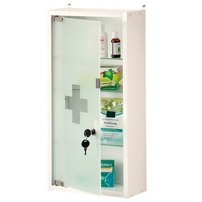 Kesper FSC® Medicijnkastje met Slot | Medicijnkastje met Sleutel slot en Magneet Slot  | Medicijn kastje | Afm. 28 x 57 x 12 Cm. | Kleur: WIT