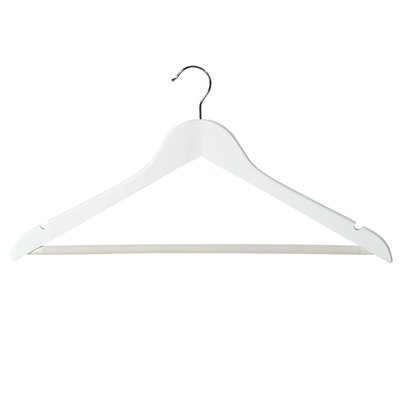 Kesper 6 STUKS Luxe FSC® houten kledinghangers | Stevige klerenhangers met broekstang | Klerenhanger | Kleerhanger | broekenstang | 44,5 Cm. Breed | Kleur: WIT | PAK van 6 Stuks